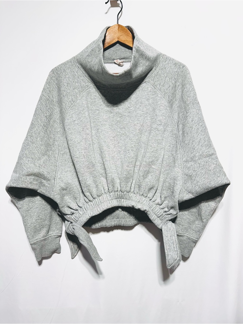 Daily Practice Grey Funnel Neck Tie Hem Cropped Sweatshirt XS
